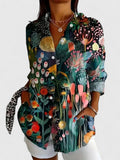 Sara | Women's button-up blouse with an artistic print