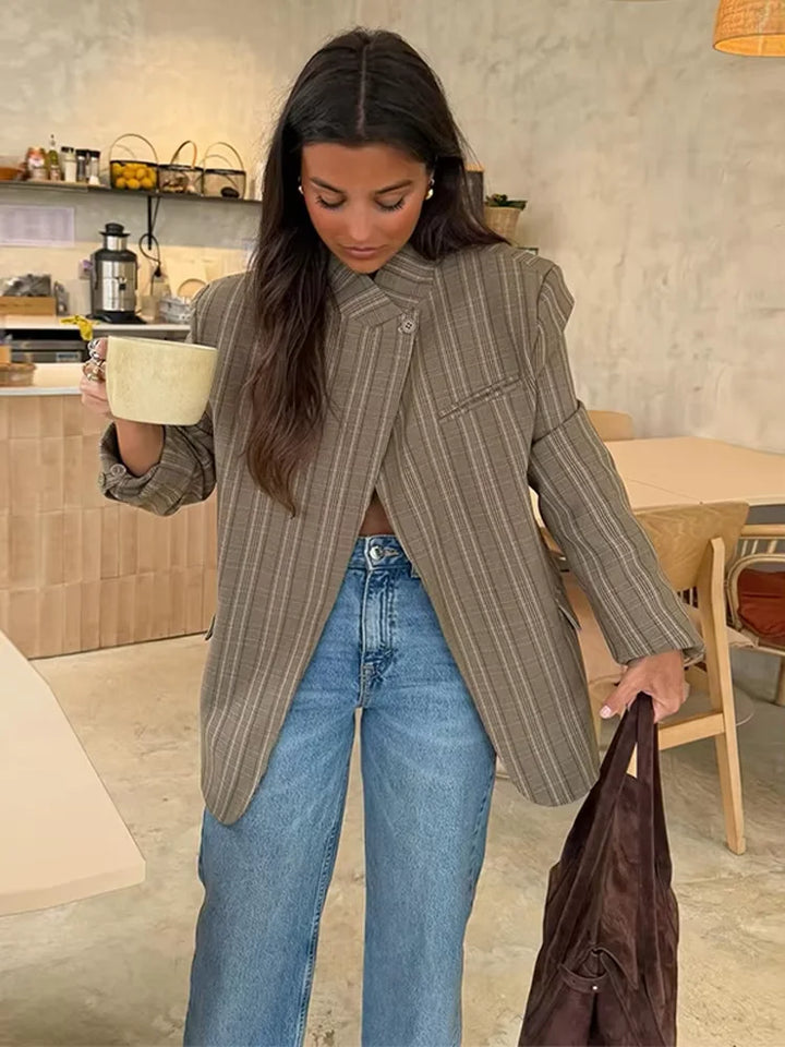 Women's Fitted Blazer | Stand Collar