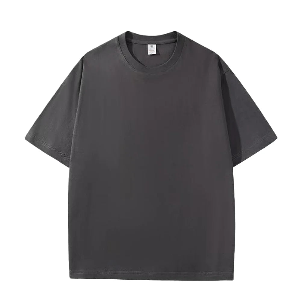 Męski Oversize T-Shirt Casual z Okrągłym Dekoltem i Krótkim Rękawem | Opuszczone Ramiona
