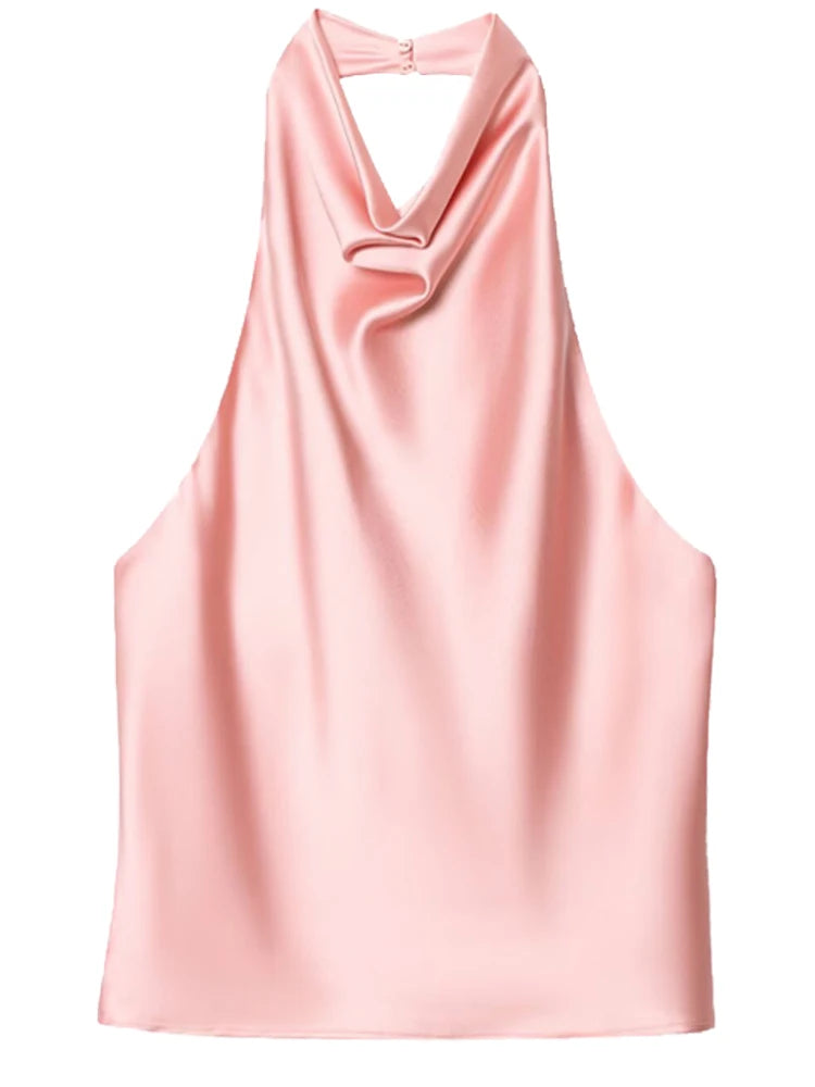 Women's Draped Halter Neck Sleeveless Top | Halter
