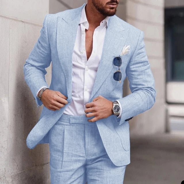 Męski Garnitur Ślubny Slim Fit Jednorzędowy | Formalny