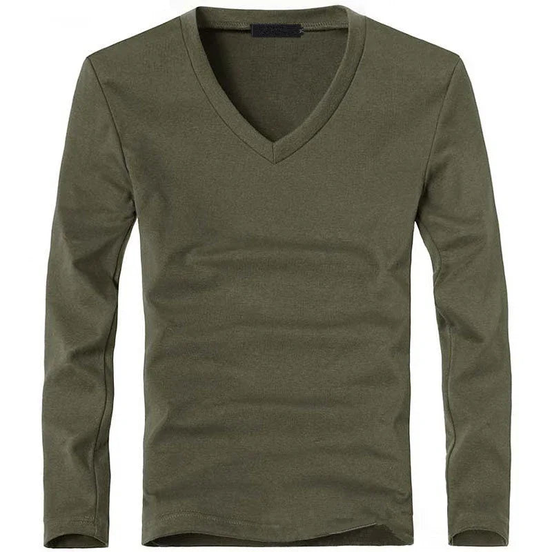 Men's Long Sleeve Shirt | Regular Fit | V-Neck Collar | Casual Basic