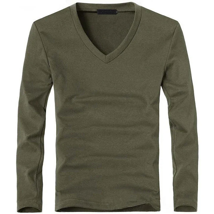 Men's Long Sleeve Shirt | Regular Fit | V-Neck Collar | Casual Basic
