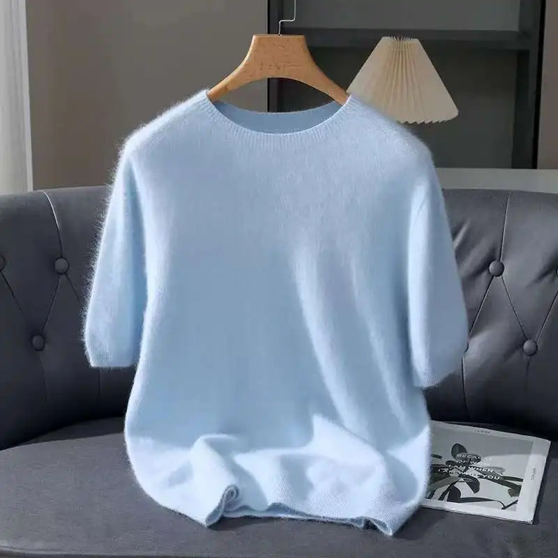 Men's Sweater with Round Neck and Short Sleeves | Casual Fit