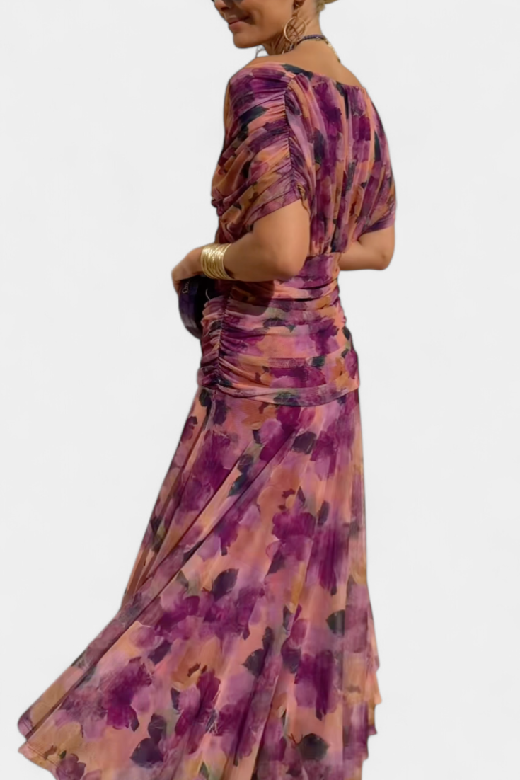 Wiktoria | Women's midi dress with off-the-shoulder design