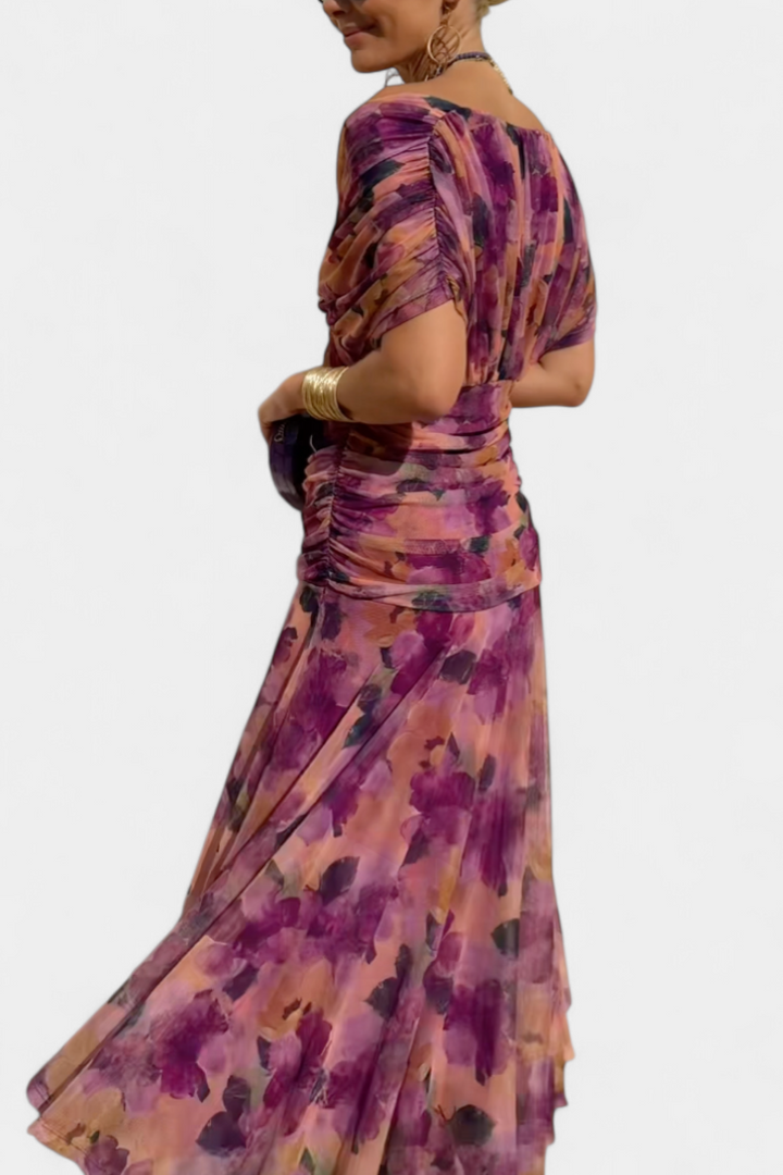 Wiktoria | Women's midi dress with off-the-shoulder design