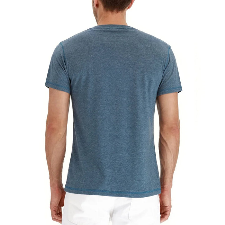 Męski T-Shirt Henley z Krótkim Rękawem i Dekoltem na Guziki | Dopasowany Krój