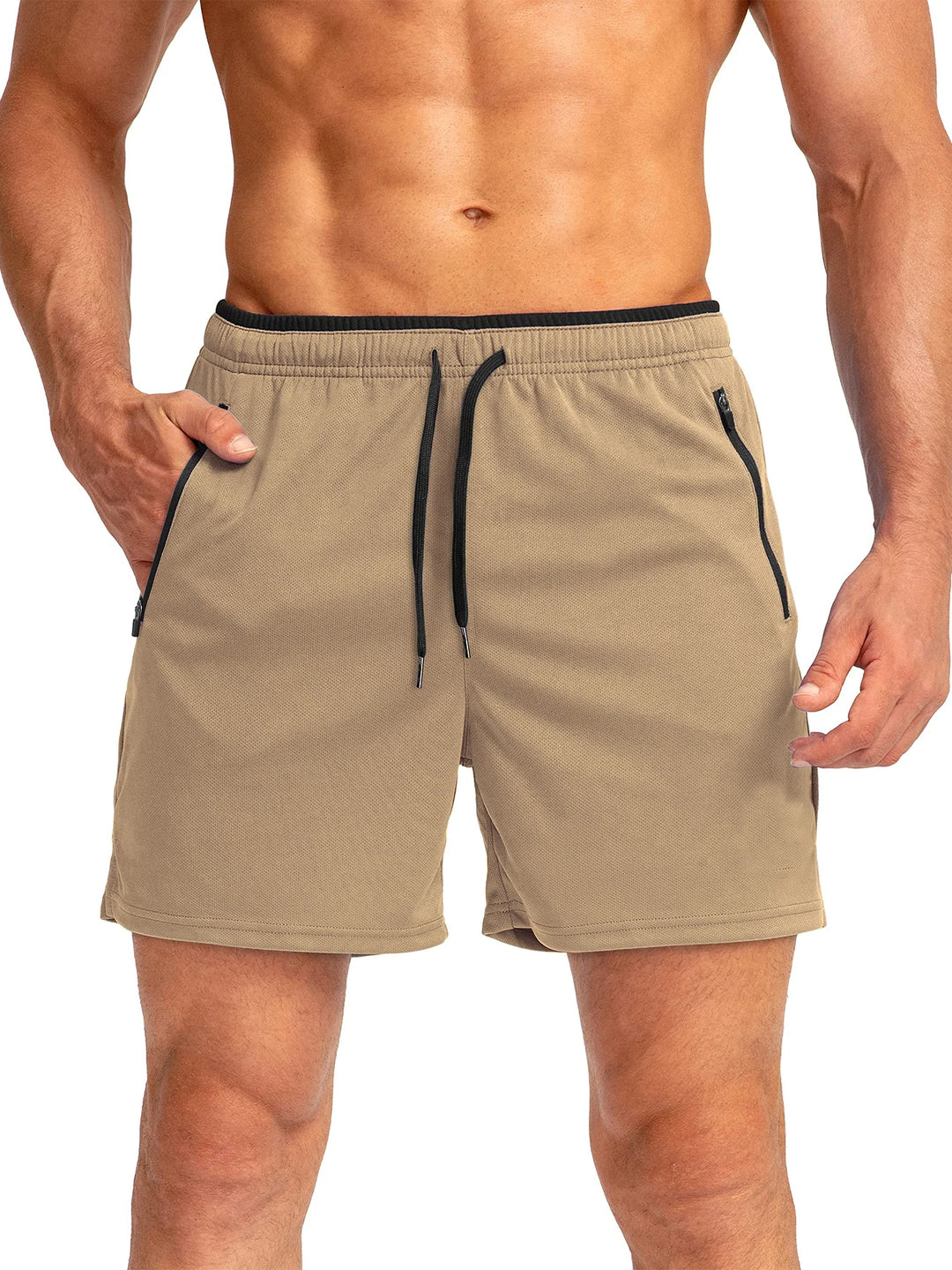 Men's Sports Shorts with Drawstring and Zipper Pockets | Athletic Fit