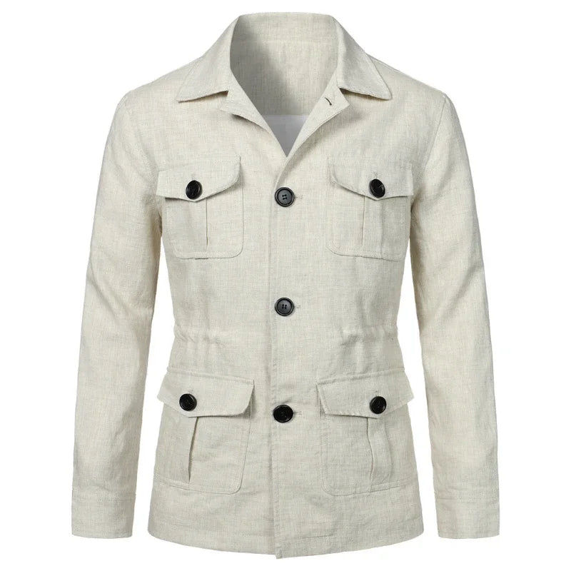 Men's Front Button Multi-Pocket Casual Jacket | Classic Collar