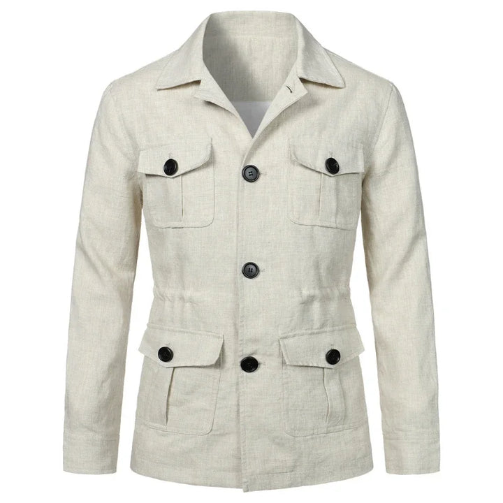 Men's Front Button Multi-Pocket Casual Jacket | Classic Collar