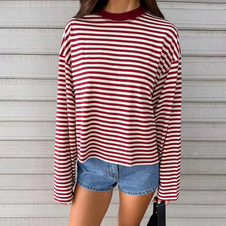 Women's Oversized Striped Sweatshirt Long Sleeve Crew Neck Sweatshirt | Stripes