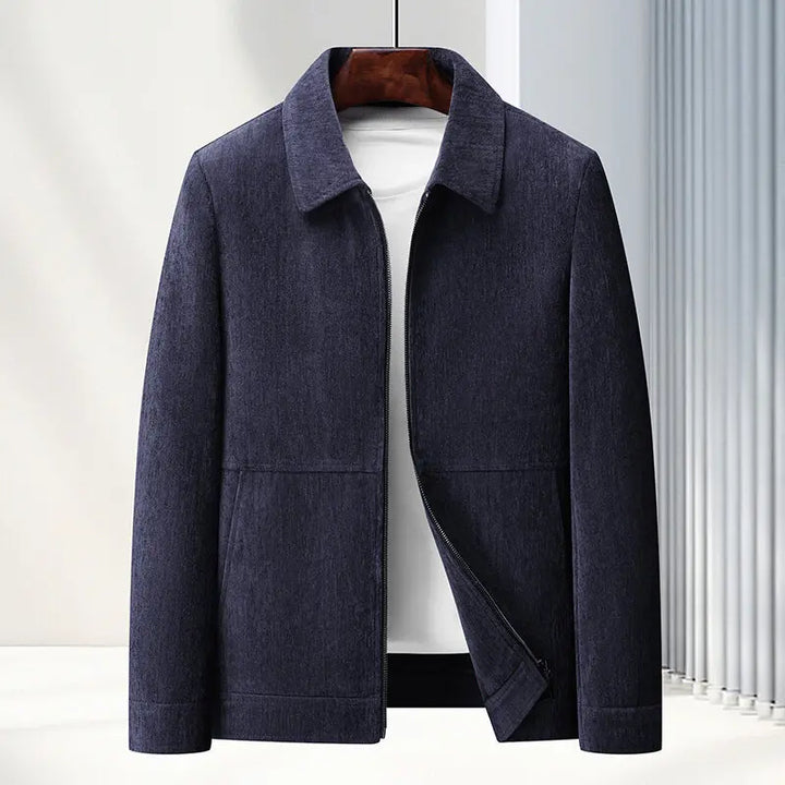 Men's Long Sleeve Jacket with Zipper and Turn-Down Collar | Casual Outerwear