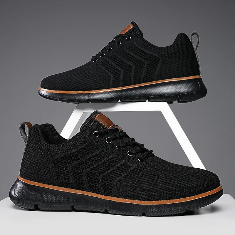 Darius | Męskie Sznurowane Sneakersy o Dzianinowym Wyglądzie z Kontrastową Podeszwą