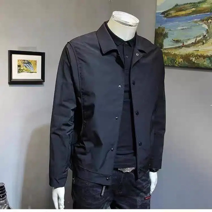 Men's Long Sleeve Jacket with Buttons and Foldable Collar | Regular Fit