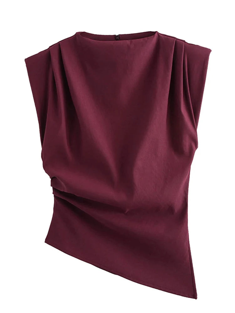 Damski Dopasowany Top Bez Rękawów z Szerokimi Ramionami | Styl Minimalistyczny