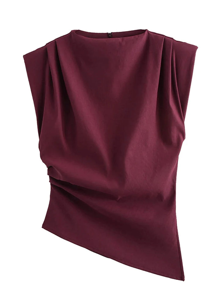 Damski Dopasowany Top Bez Rękawów z Szerokimi Ramionami | Styl Minimalistyczny