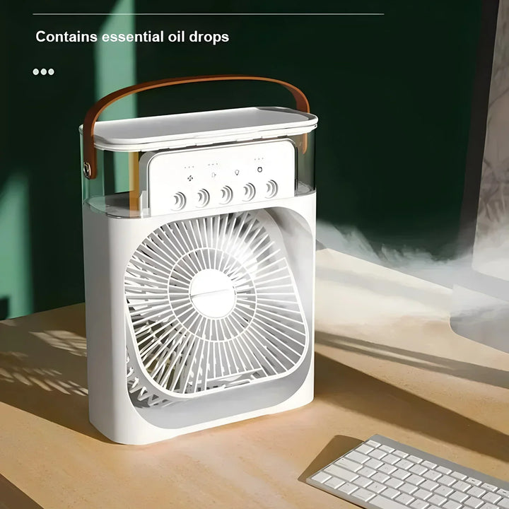 Portable Fan | Battery-Powered Desk Fan | Adjustable Fan Head | LED Lighting Function