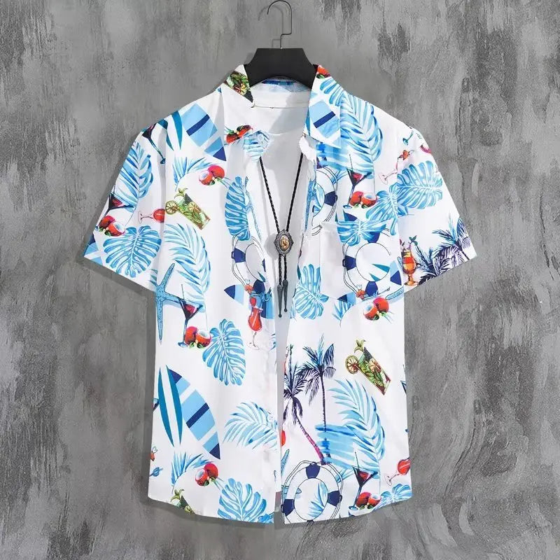 Krzysztof | Men’s Hawaiian Shirt with a Tropical Floral Pattern and a Loose Fit