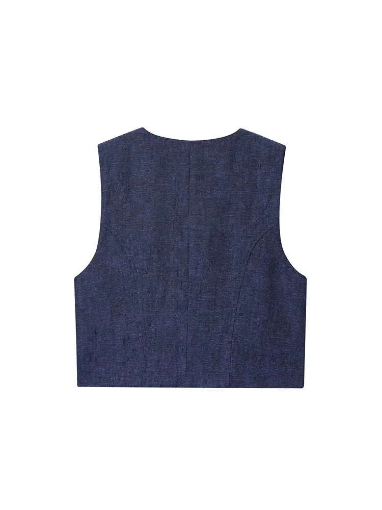Women's Asymmetrical Button Vest and Wide-Leg Pants Two-Piece Set | Fitted Style