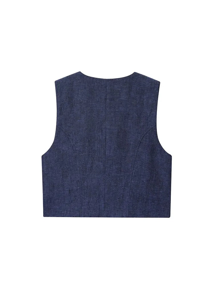 Women's Asymmetrical Button Vest and Wide-Leg Pants Two-Piece Set | Fitted Style