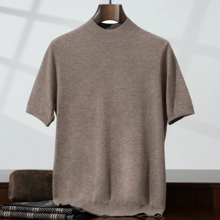 Męski Sweter z Półgolfem i Krótkim Rękawem | Minimalistyczny Design