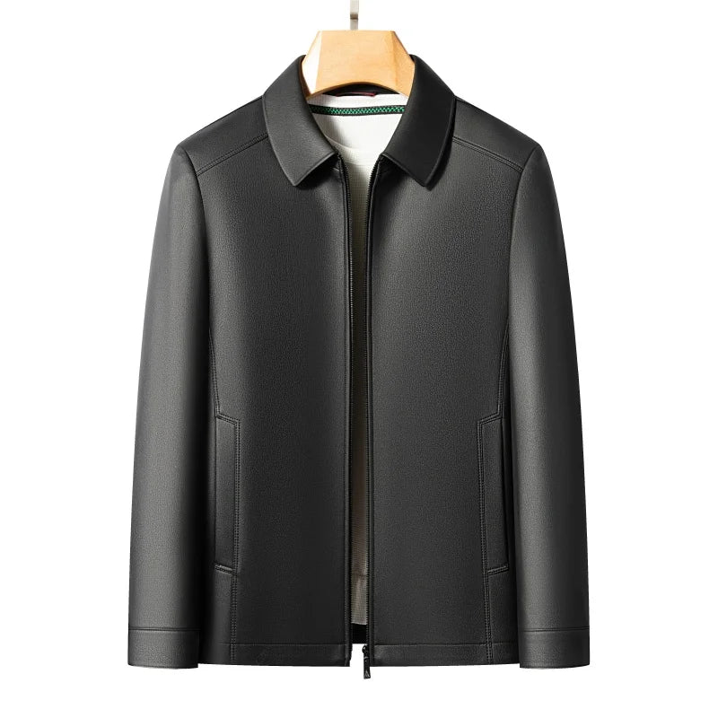 Men's Long Sleeve Jacket with Zipper and Foldable Collar | Smart Casual