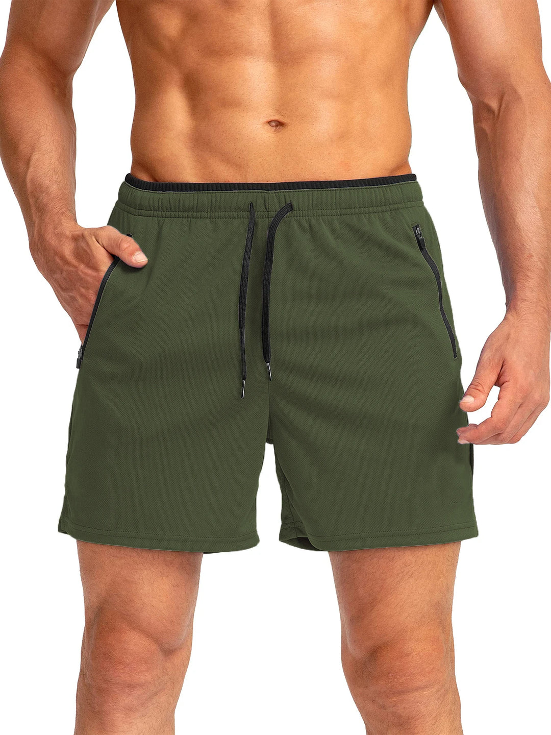 Men's Sports Shorts with Drawstring and Zipper Pockets | Athletic Fit