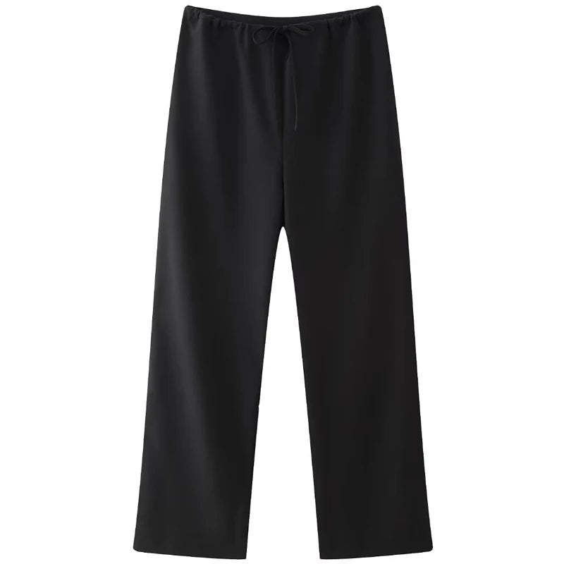 Women's Asymmetric Bra Top and Straight-Leg Pants Two-Piece Set | Minimalist Look
