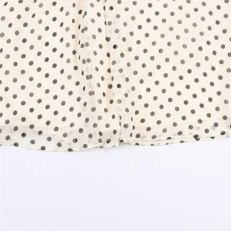 Women's Polka Dot Blouse High Collar Long Sleeve Loose Fit Blouse | Polka Dots