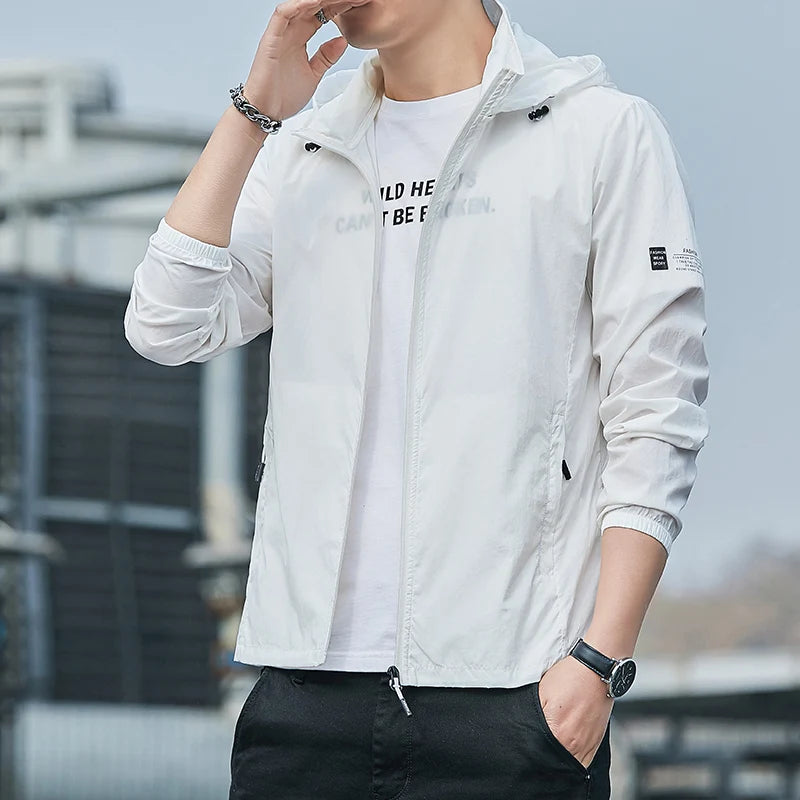 Men's Jacket with Hood and Zipper | Street Style