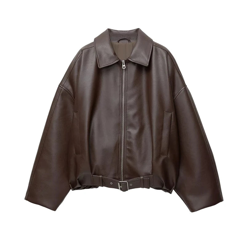 Women's Zip-Up Jacket with Collar Long Sleeve | Oversized