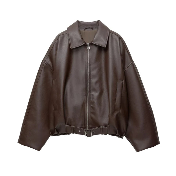 Women's Zip-Up Jacket with Collar Long Sleeve | Oversized