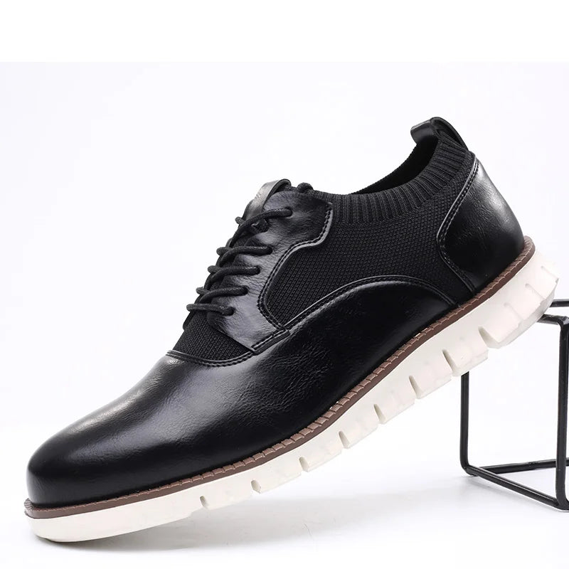 Cedric | Męskie Sznurowane Sneakersy Low Top z Kontrastową Podeszwą