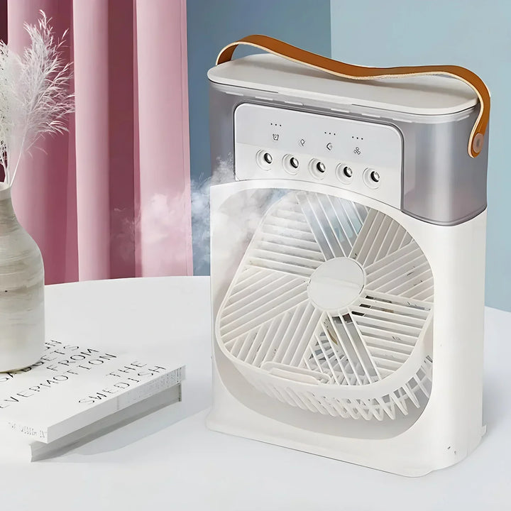 Portable Fan | Battery-Powered Desk Fan | Adjustable Fan Head | LED Lighting Function