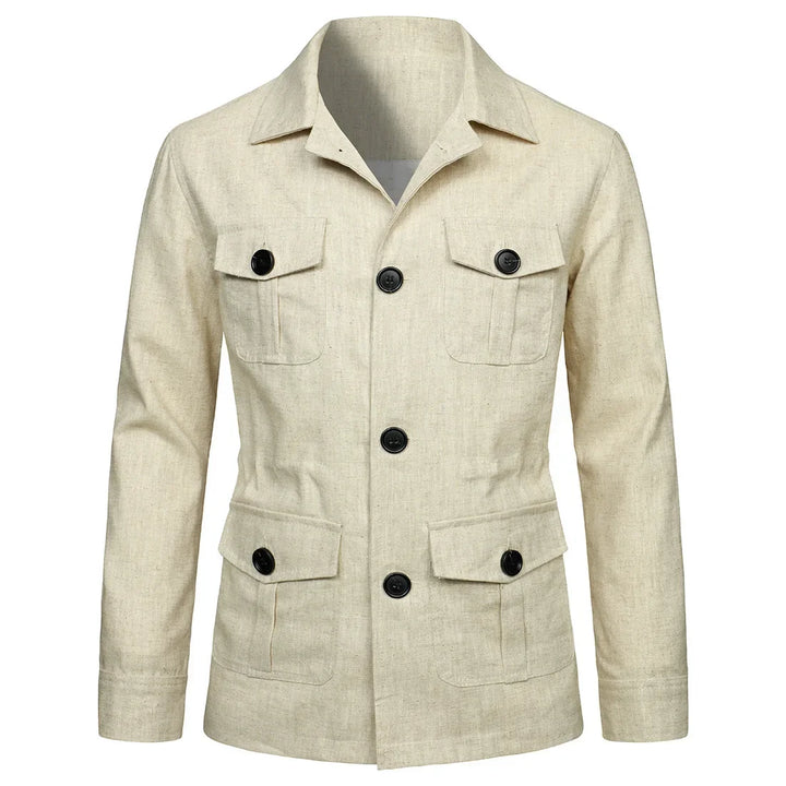 Men's Front Button Multi-Pocket Casual Jacket | Classic Collar