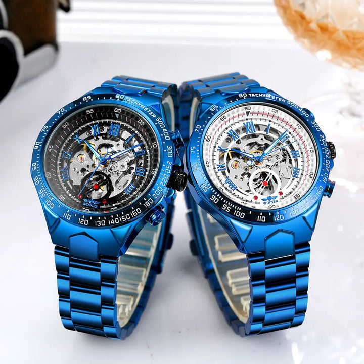 Men's Automatic Watch | Round Case | Skeleton Movement | Sporty-Elegant Style