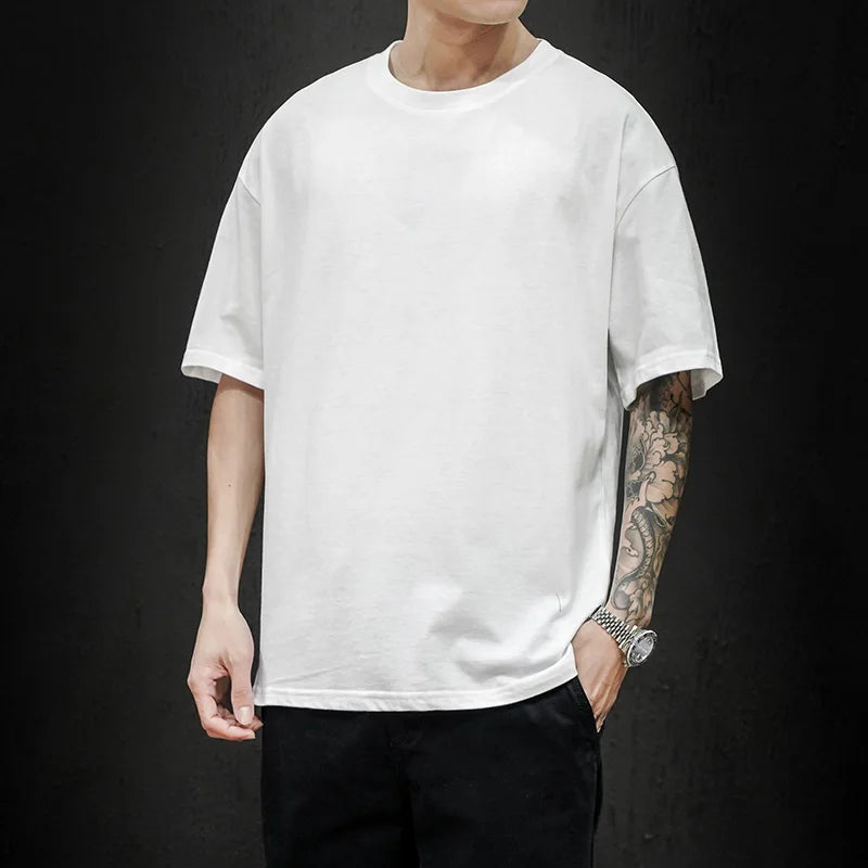 Męski T-Shirt z Okrągłym Dekoltem i Krótkim Rękawem | Oversized