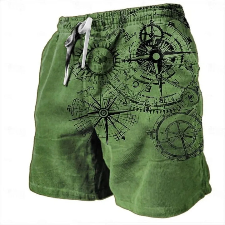 Wacław | Men's beach shorts with compass print