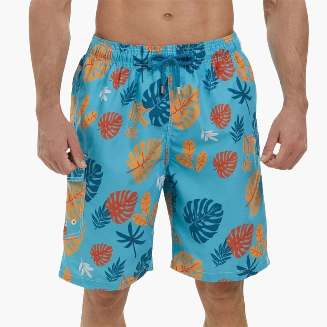 Men's Swim Trunks Tropical Print Drawstring Waist Side Pocket | Beachwear