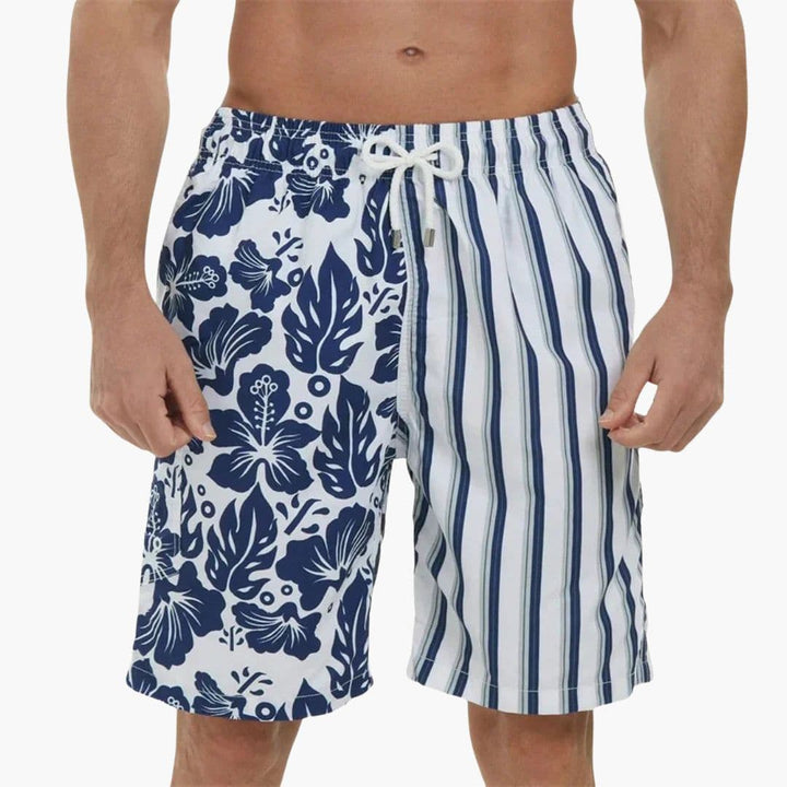 Men's Swim Trunks Tropical Print Drawstring Waist Side Pocket | Beachwear