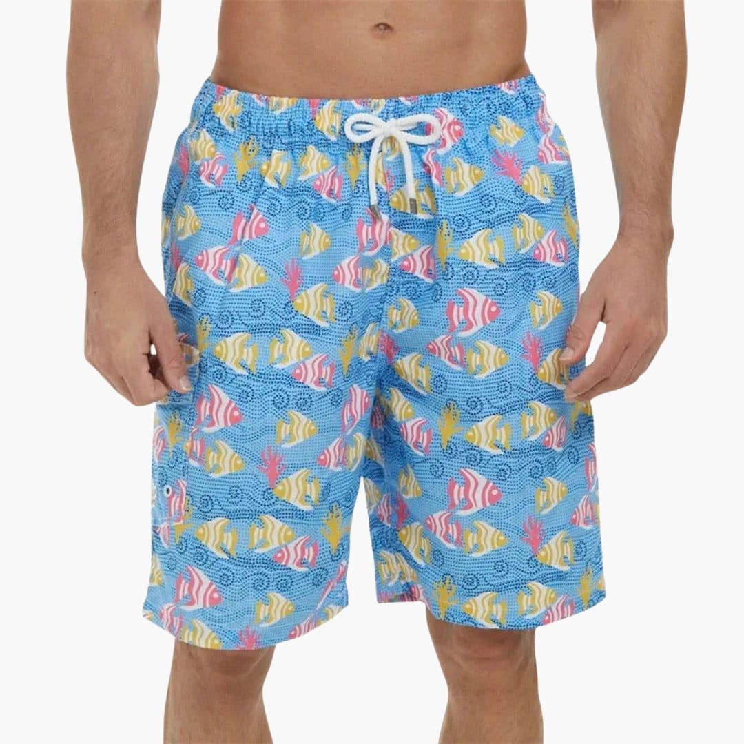 Men's Swim Trunks Tropical Print Drawstring Waist Side Pocket | Beachwear