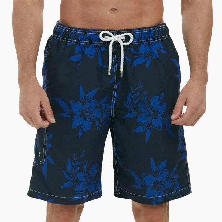Men's Swim Trunks Tropical Print Drawstring Waist Side Pocket | Beachwear