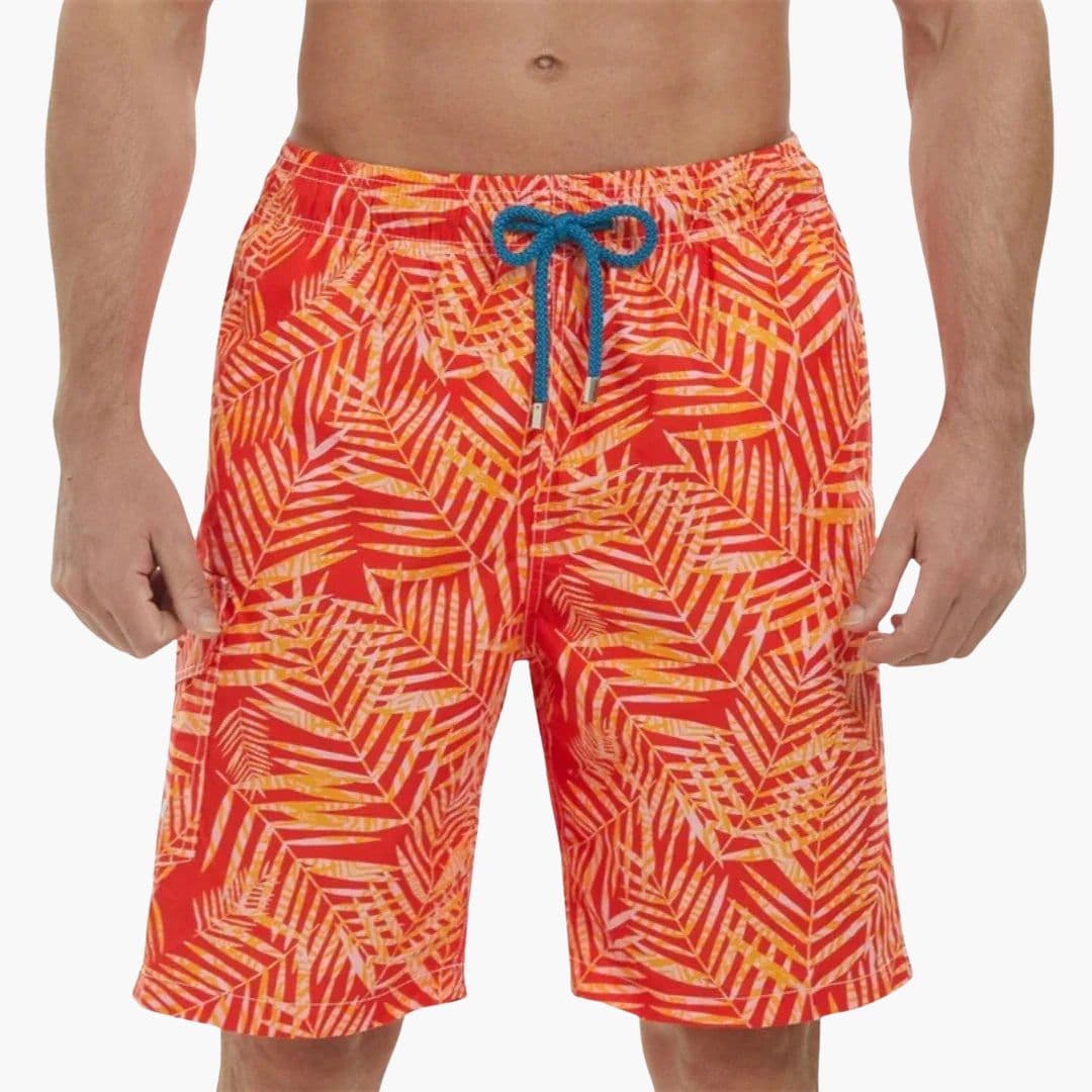 Men's Swim Trunks Tropical Print Drawstring Waist Side Pocket | Beachwear