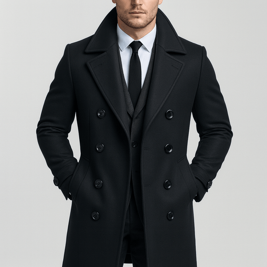 Simon | Dwurzędowy płaszcz z mieszanki wełny