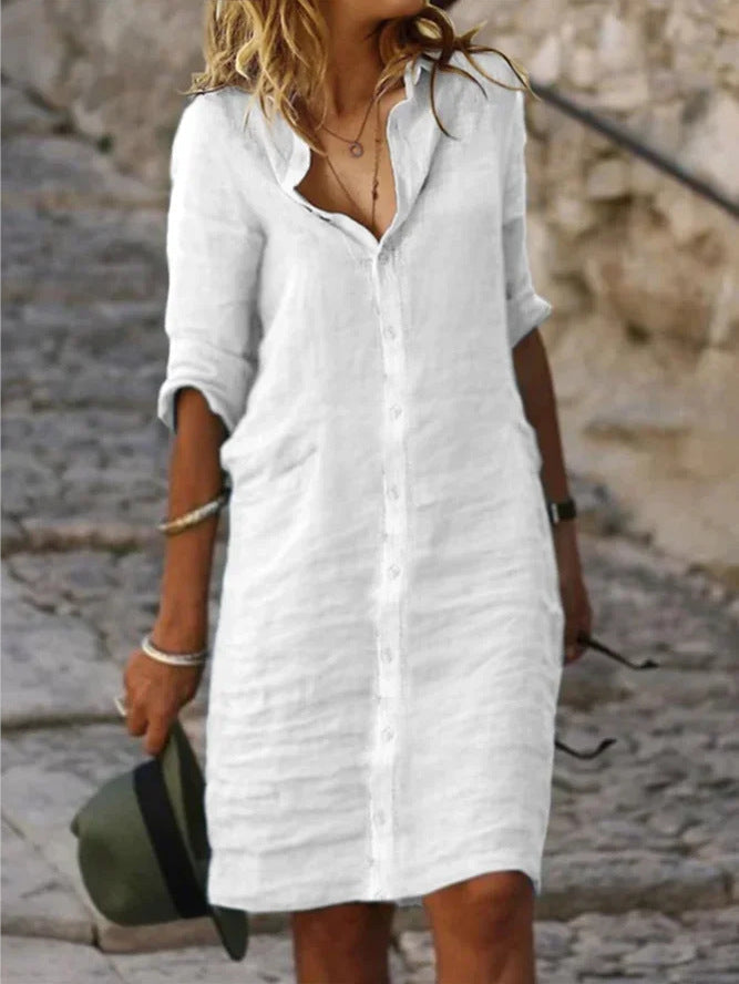 Women's Shirt Dress | Collar and Button Closure | Knee-Length | Summer Style