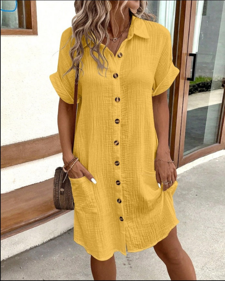 Malwina | Women's Shirt Dress with Short Sleeves