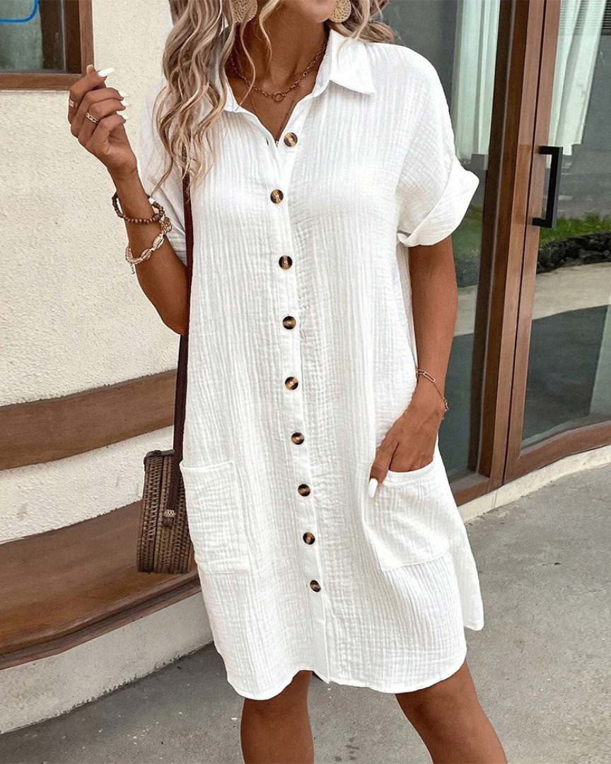 Malwina | Women's Shirt Dress with Short Sleeves