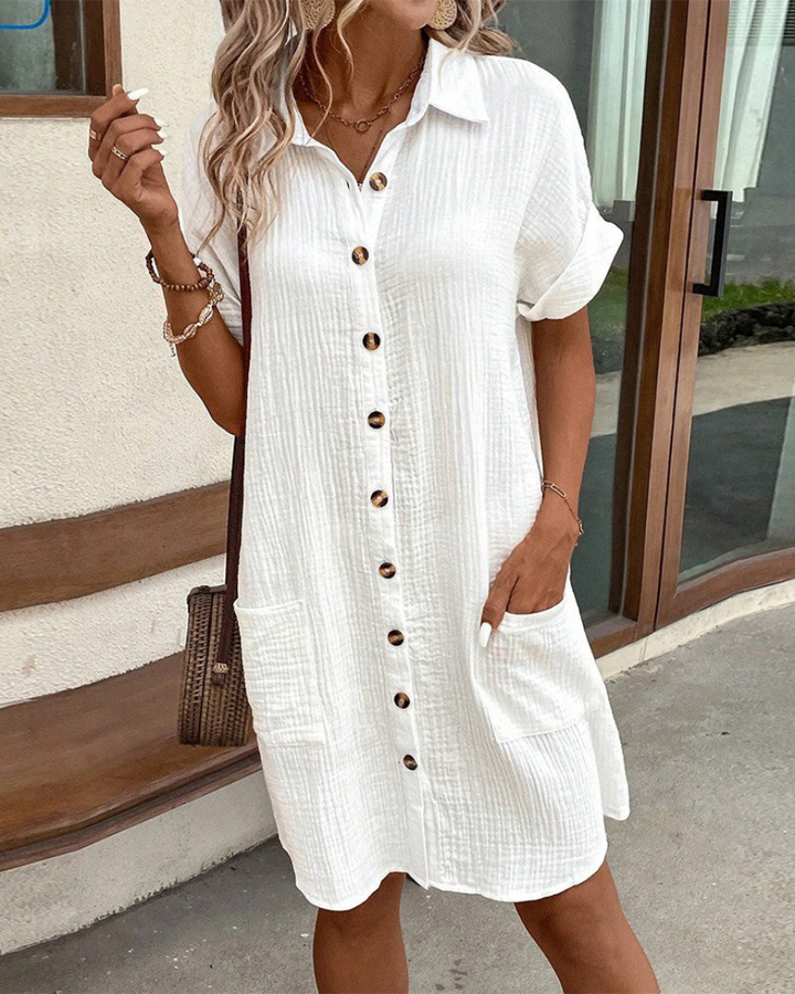 Malwina | Women's Shirt Dress with Short Sleeves