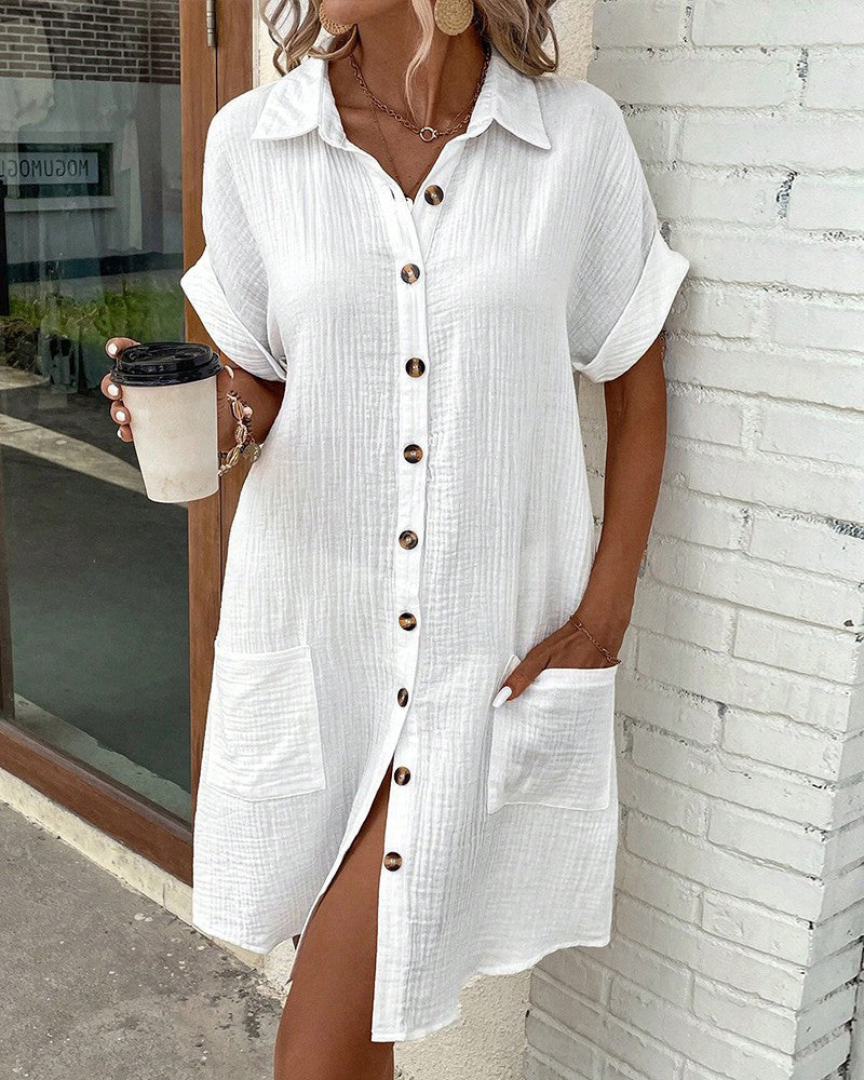 Malwina | Women's Shirt Dress with Short Sleeves