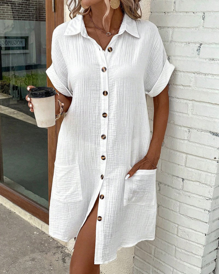 Malwina | Women's Shirt Dress with Short Sleeves